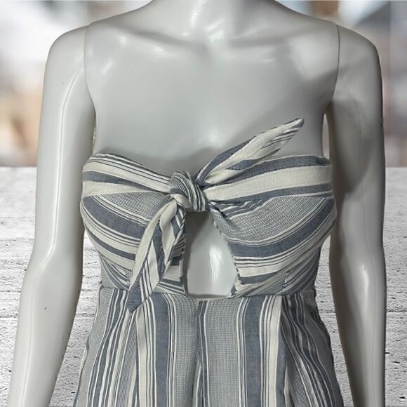 Red Carter 100% Cotton Strapless Striped Jumpsuit - Picture 4 of 8